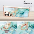 For Samsung Galaxy S24 Ultra 5G Electroplating Marble IMD TPU Phone Case with Ring Holder(Green 003)