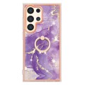 For Samsung Galaxy S24 Ultra 5G Electroplating Marble IMD TPU Phone Case with Ring Holder(Purple 002