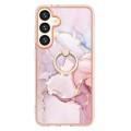 For Samsung Galaxy S24+ 5G Electroplating Marble IMD TPU Phone Case with Ring Holder(Rose Gold 005)