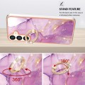 For Samsung Galaxy S24+ 5G Electroplating Marble IMD TPU Phone Case with Ring Holder(Purple 001)