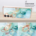 For Samsung Galaxy S24 5G Electroplating Marble IMD TPU Phone Case with Ring Holder(Green 003)