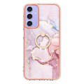 For Samsung Galaxy A15 5G Electroplating Marble IMD TPU Phone Case with Ring Holder(Rose Gold 005)