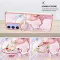 For Samsung Galaxy A15 5G Electroplating Marble IMD TPU Phone Case with Ring Holder(Rose Gold 005)