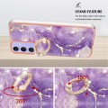 For Samsung Galaxy A15 5G Electroplating Marble IMD TPU Phone Case with Ring Holder(Purple 002)