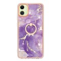 For Samsung Galaxy A05 Electroplating Marble IMD TPU Phone Case with Ring Holder(Purple 002)