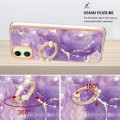 For Samsung Galaxy A05 Electroplating Marble IMD TPU Phone Case with Ring Holder(Purple 002)