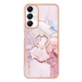 For Samsung Galaxy A05s Electroplating Marble IMD TPU Phone Case with Ring Holder(Rose Gold 005)