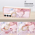 For Samsung Galaxy A05s Electroplating Marble IMD TPU Phone Case with Ring Holder(Rose Gold 005)