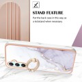 For Samsung Galaxy A25 5G Electroplating Marble IMD TPU Phone Case with Ring Holder(White 006)