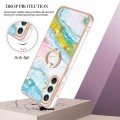 For Samsung Galaxy A25 5G Electroplating Marble IMD TPU Phone Case with Ring Holder(Green 004)