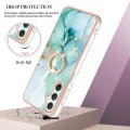 For Samsung Galaxy A25 5G Electroplating Marble IMD TPU Phone Case with Ring Holder(Green 003)