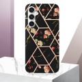 For Samsung Galaxy S23 FE 5G Splicing Marble Flower IMD TPU Phone Case(Black Flower)