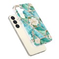For Samsung Galaxy S24+ 5G Splicing Marble Flower IMD TPU Phone Case(Blue Flower)