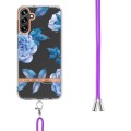 For Samsung Galaxy A54 5G Flowers and Plants Series IMD TPU Phone Case with Lanyard(Orchid Peony)