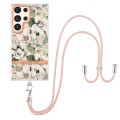 For Samsung Galaxy S24 Ultra 5G Flowers and Plants Series IMD TPU Phone Case with Lanyard(Green Gard