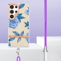 For Samsung Galaxy S24 Ultra 5G Flowers and Plants Series IMD TPU Phone Case with Lanyard(Orchid Peo