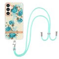 For Samsung Galaxy S24 5G Flowers and Plants Series IMD TPU Phone Case with Lanyard(Blue Rose)