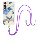 For Samsung Galaxy S24 5G Flowers and Plants Series IMD TPU Phone Case with Lanyard(Orchid Peony)