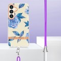 For Samsung Galaxy S24 5G Flowers and Plants Series IMD TPU Phone Case with Lanyard(Orchid Peony)
