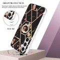 For Samsung Galaxy S23 FE 5G Splicing Marble Flower IMD TPU Phone Case with Ring Holder(Black Flower