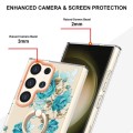 For Samsung Galaxy S24 Ultra 5G Flowers and Plants Series IMD TPU Phone Case with Ring Holder(Blue R