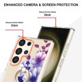 For Samsung Galaxy S24 Ultra 5G Flowers and Plants Series IMD TPU Phone Case with Ring Holder(Purple