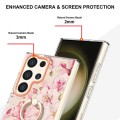 For Samsung Galaxy S24 Ultra 5G Flowers and Plants Series IMD TPU Phone Case with Ring Holder(Pink G