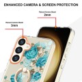 For Samsung Galaxy S24+ 5G Flowers and Plants Series IMD TPU Phone Case with Ring Holder(Blue Rose)