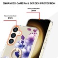 For Samsung Galaxy S24+ 5G Flowers and Plants Series IMD TPU Phone Case with Ring Holder(Purple Bego