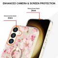 For Samsung Galaxy S24+ 5G Flowers and Plants Series IMD TPU Phone Case with Ring Holder(Pink Garden