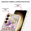 For Samsung Galaxy S24+ 5G Flowers and Plants Series IMD TPU Phone Case with Ring Holder(Purple Peon