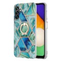 For Samsung Galaxy A54 5G Splicing Marble Flower IMD TPU Phone Case Ring Holder(Green)