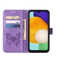 For Samsung Galaxy A54 5G Embossed Butterfly Leather Phone Case(Purple)