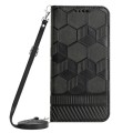 For Samsung Galaxy A34 5G Crossbody Football Texture Magnetic PU Phone Case(Black)