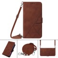 For Samsung Galaxy A04 Core Crossbody 3D Embossed Flip Leather Phone Case(Brown)