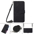 For Samsung Galaxy A04e Crossbody 3D Embossed Flip Leather Phone Case(Black)