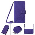 For Samsung Galaxy A24 4G Crossbody 3D Embossed Flip Leather Phone Case(Purple)