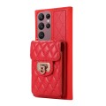 For Samsung Galaxy S22 Ultra 5G Card Slot Leather Phone Case(Red)