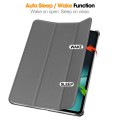 For OnePlus Pad Custer Pure Color 3-Fold Holder Smart Leather Tablet Case(Grey)