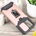 For Xiaomi Redmi Note 12 5G / Poco X5 Camera Shield Card Slot Phone Case with Ring Holder(Rose Gold)