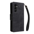 For Samsung Galaxy A34 Rivet Buckle 9 Cards Three Fold Leather Phone Case(Black)