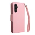 For Samsung Galaxy A34 Rivet Buckle 9 Cards Three Fold Leather Phone Case(Rose Gold)