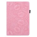 For Samsung Galaxy Tab A8 10.5 2021 Calf Texture Embossed Flip Leather Tablet Case(Pink)