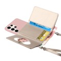 For Samsung Galaxy S23 Ultra 5G Crossbody Lanyard Wallet Card Bag Phone Case(Pink)