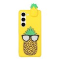 For Samsung Galaxy S23 5G 3D Lying Cartoon TPU Shockproof Phone Case(Pineapple)