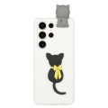 For Samsung Galaxy S23 Ultra 5G 3D Lying Cartoon TPU Shockproof Phone Case(Little Black Cat)
