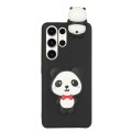 For Samsung Galaxy S23 Ultra 5G 3D Lying Cartoon TPU Shockproof Phone Case(Panda with Red Bow)