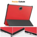 For OPPO Pad 2 11.6 inch Custer Pure Color 3-Fold Holder Smart Leather Tablet Case(Red)