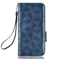 For Samsung Galaxy A22 4G / M22 4G Symmetrical Triangle Leather Phone Case(Blue)