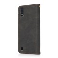 For Samsung Galaxy A01 Dual-color Stitching Leather Phone Case(Black Brown)